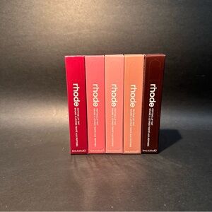 RHODE Peptide Lip Tint Set — Deep Plum, Nude Peach, Soft Pink, Rose, Berry